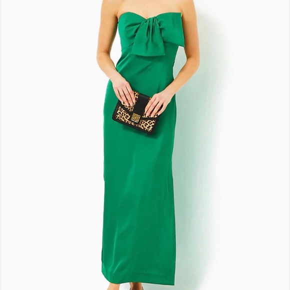 Lilly Pulitzer Strapless Green Dress with Bow - Picture 1 of 3